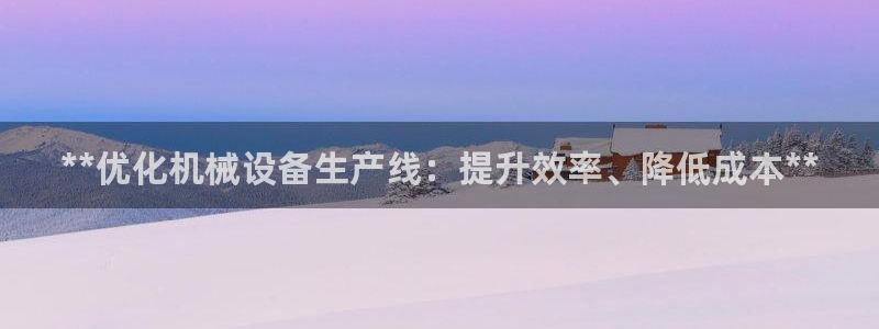 杏盛平台登录：**优化机械设备生产线：提升效率、降低成本**