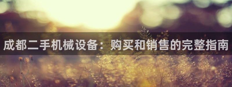 杏盛平台登陆地址：成都二手机械设备：购买和销售的完整指南