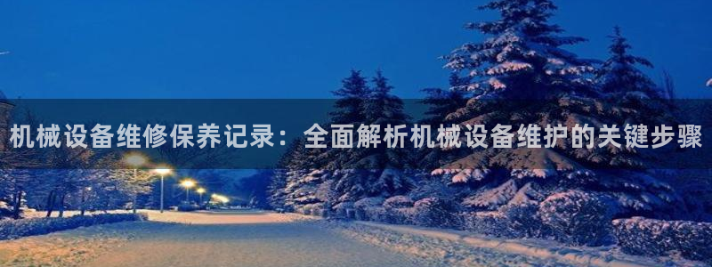 杏盛平台代理：机械设备维修保养记录：全面解析机械设备维护的关键步骤